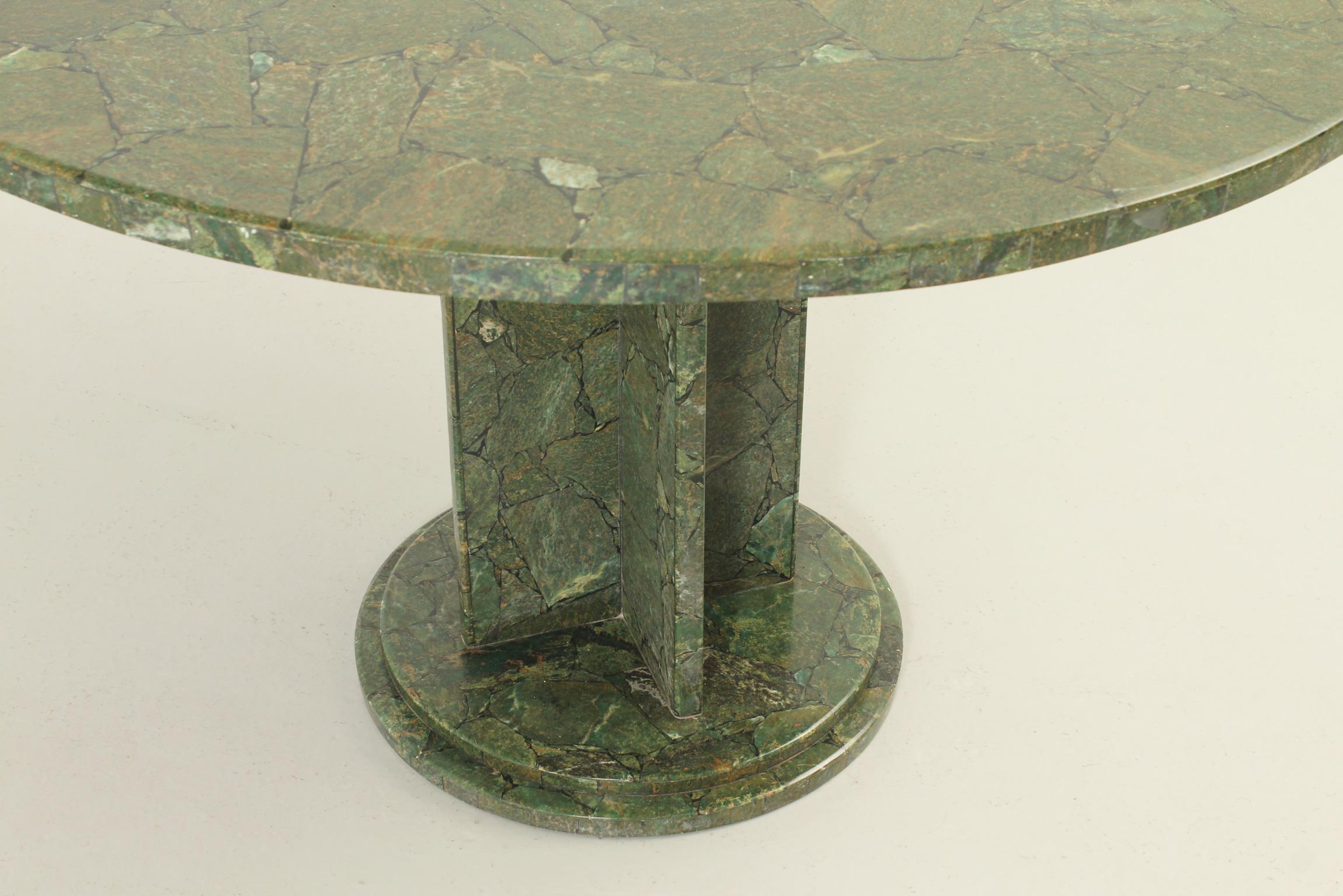 Spanish Green Marble Mosaic Dining Table from 1970s