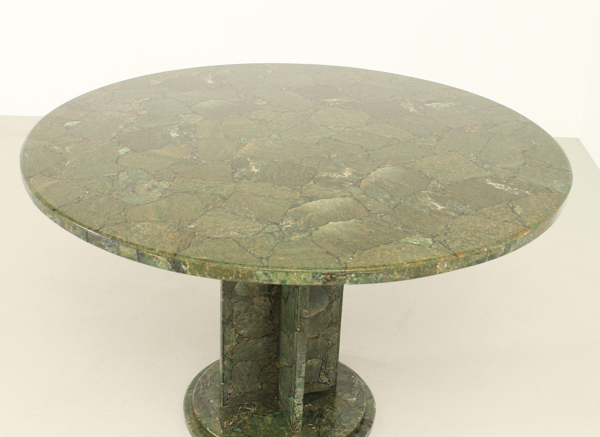 Resin Green Marble Mosaic Dining Table from 1970s