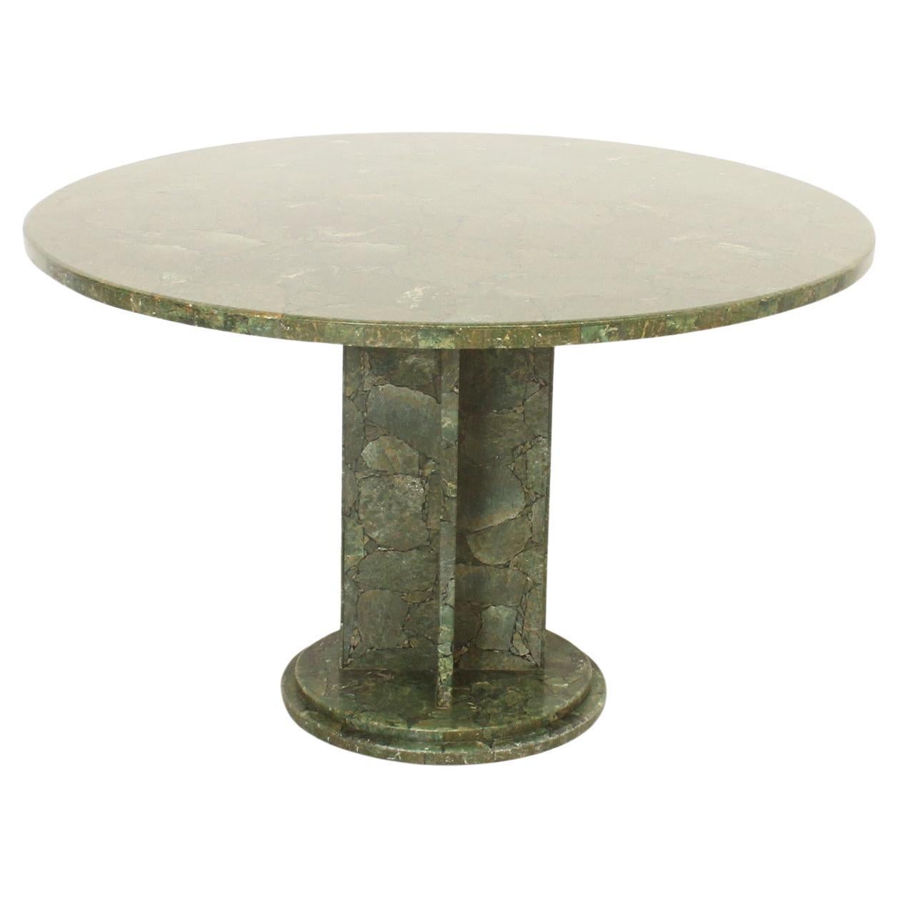 Green Marble Mosaic Dining Table from 1970s