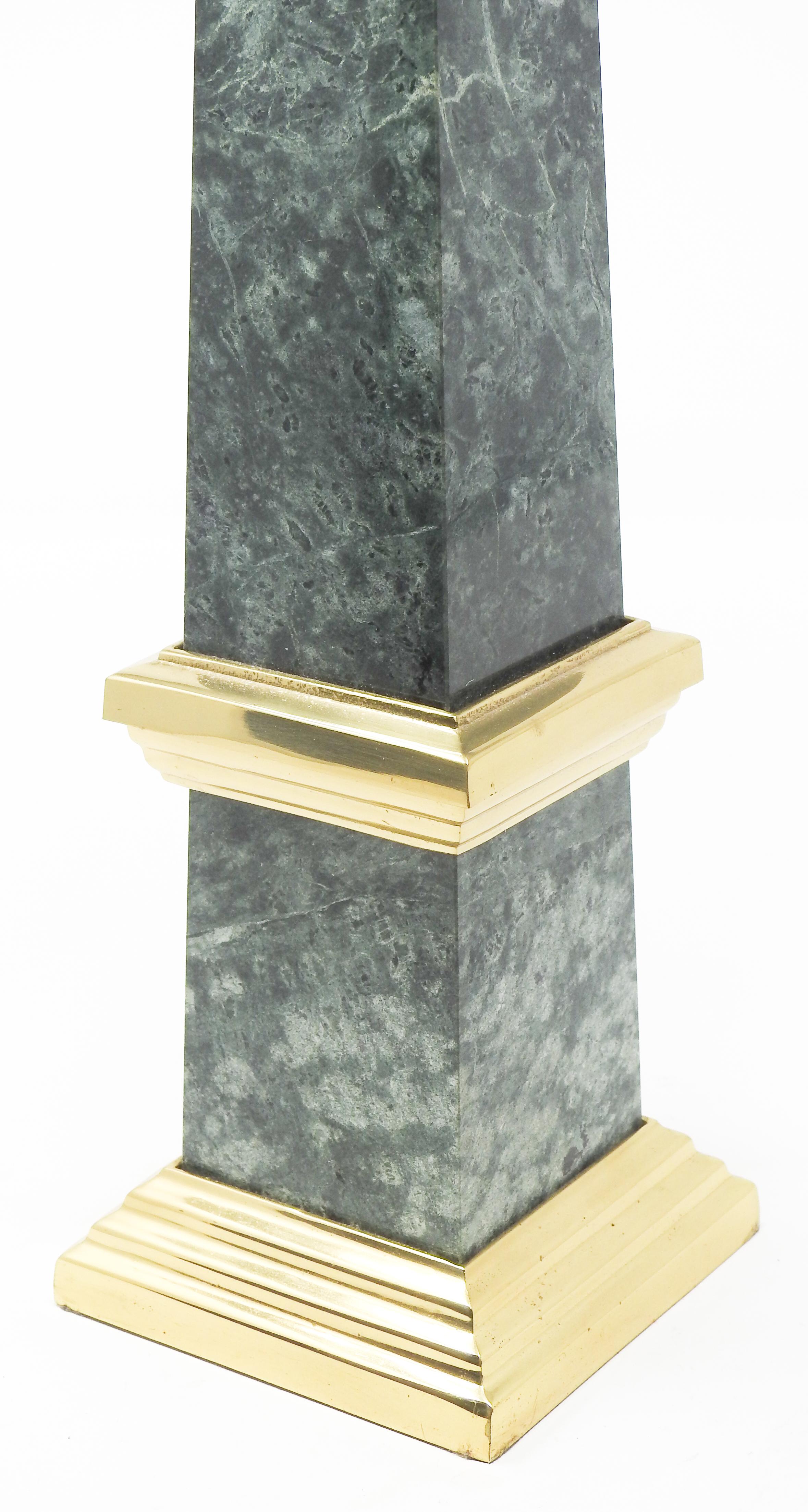 Egyptian Revival Green Marble Obelisk, Vintage For Sale
