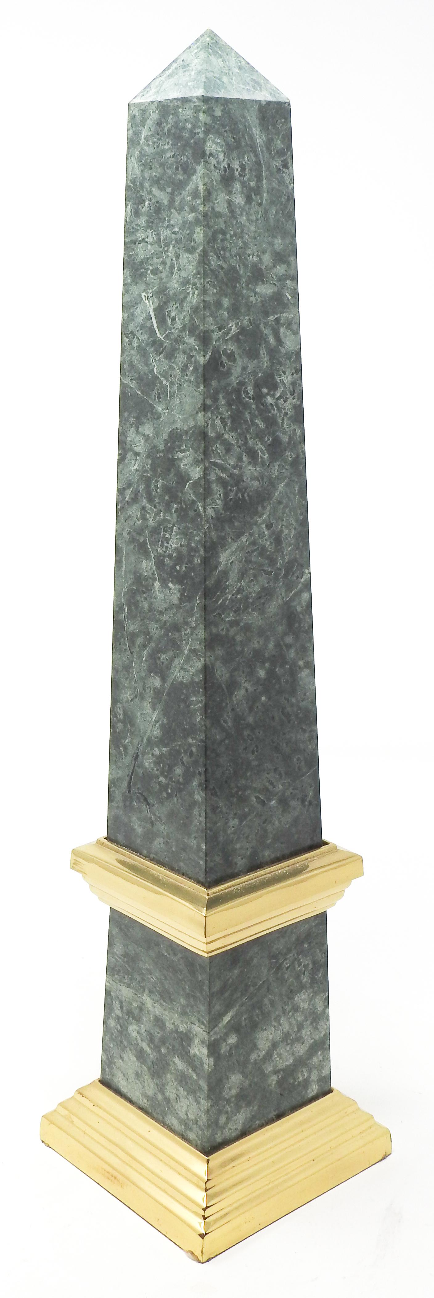 Hand-Crafted Green Marble Obelisk, Vintage For Sale