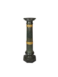 Green Marble Pedestal Gilt Bronze Mounts Neoclassical Column, 19th Century