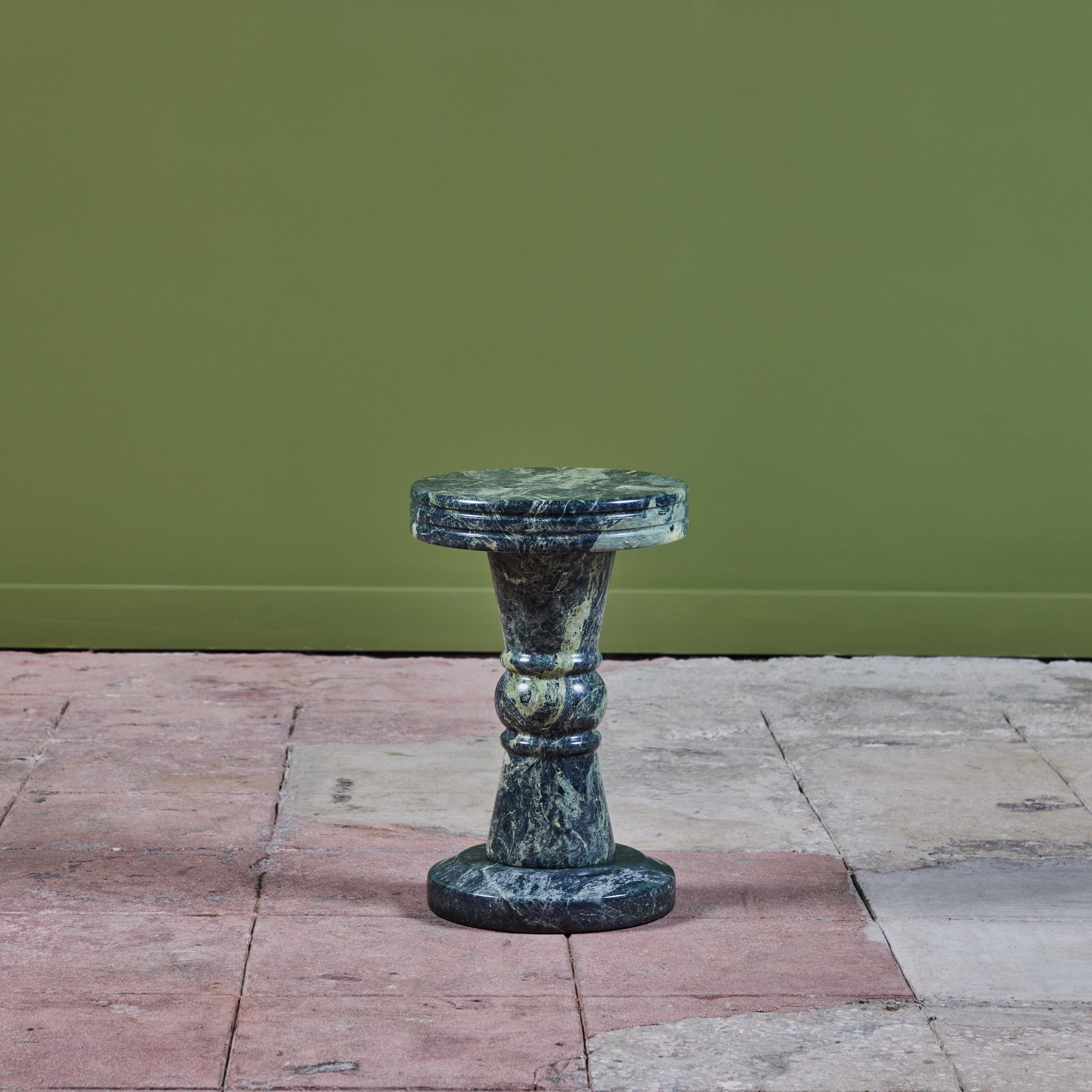 Greco Roman Green Marble Pedestal Side Table