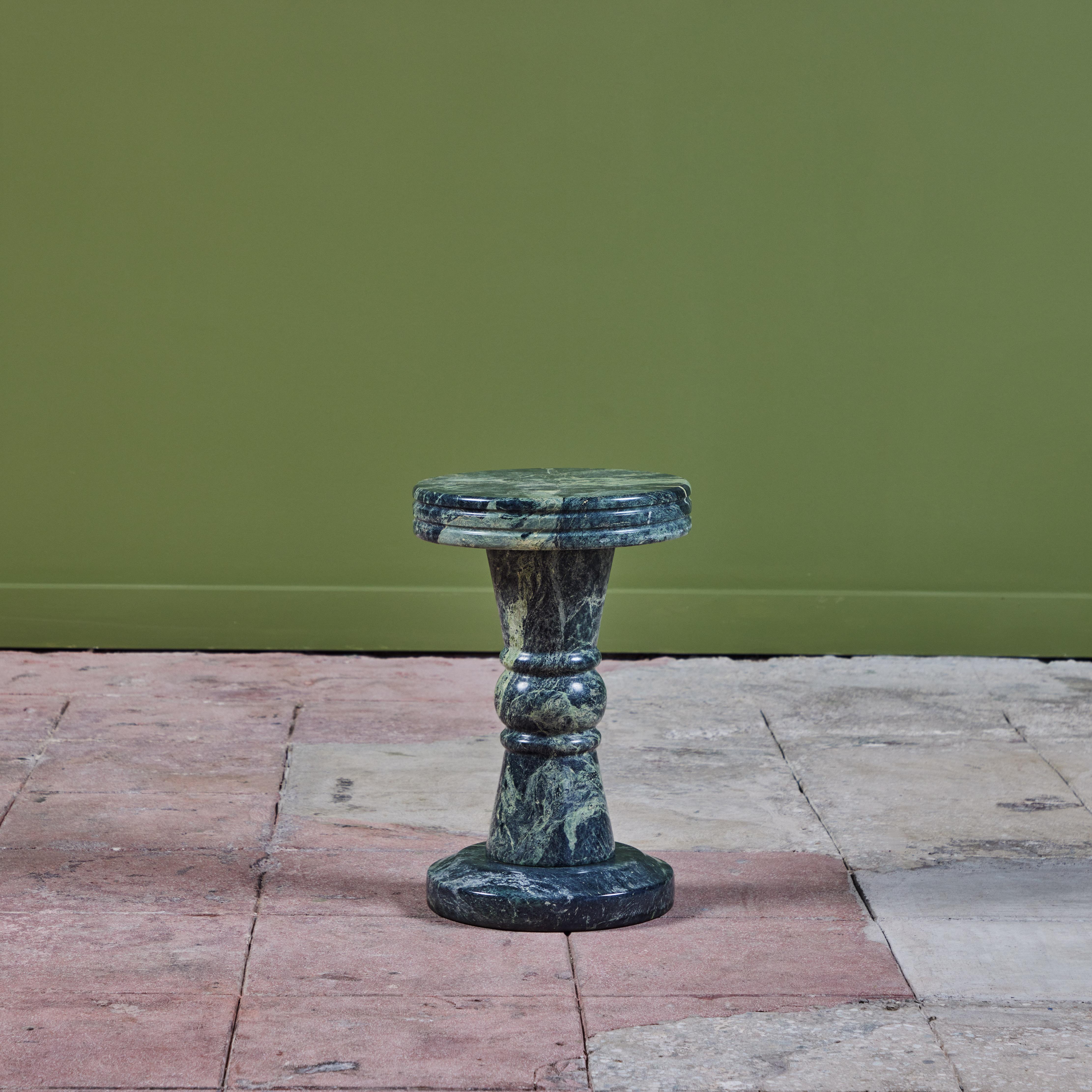 American Green Marble Pedestal Side Table