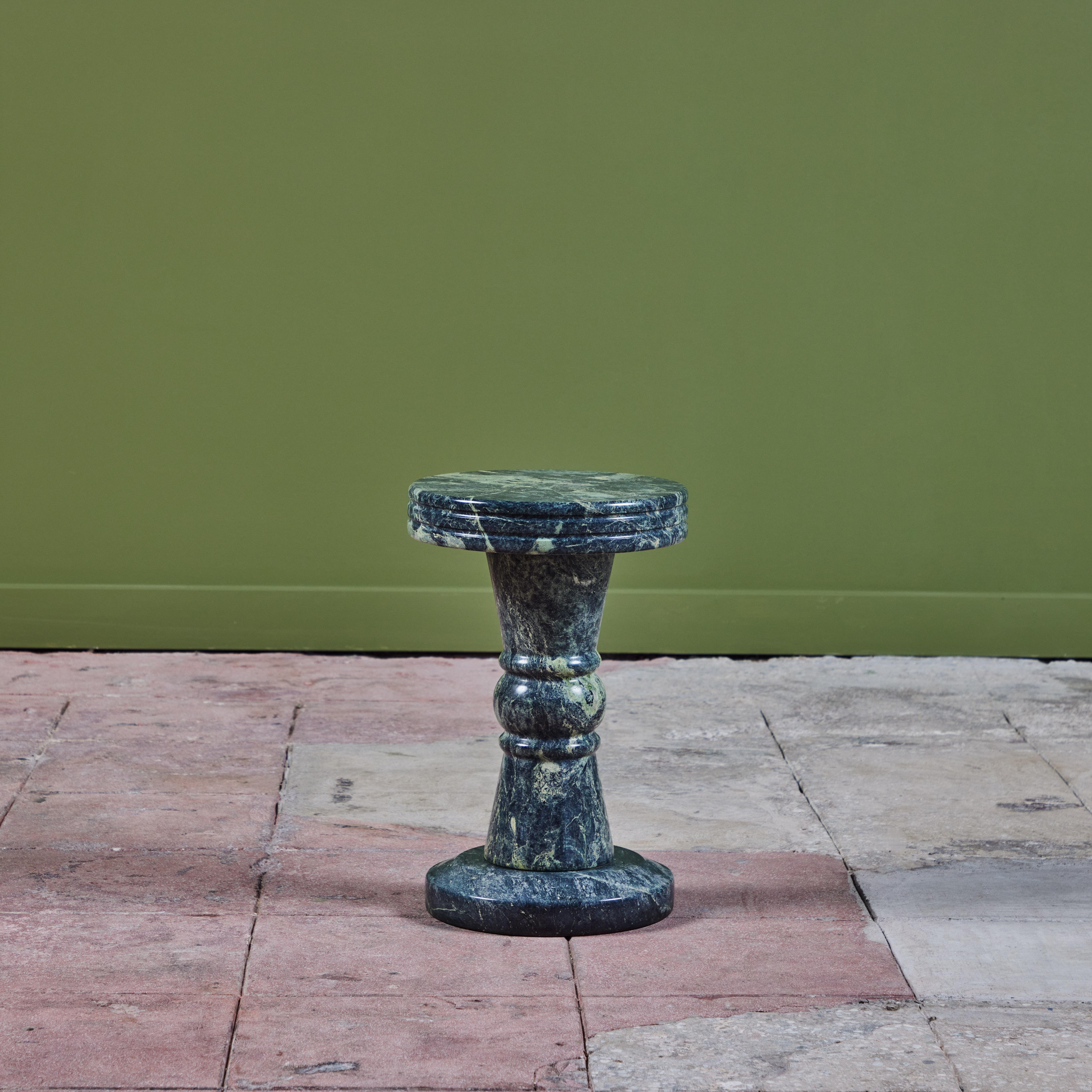 20th Century Green Marble Pedestal Side Table