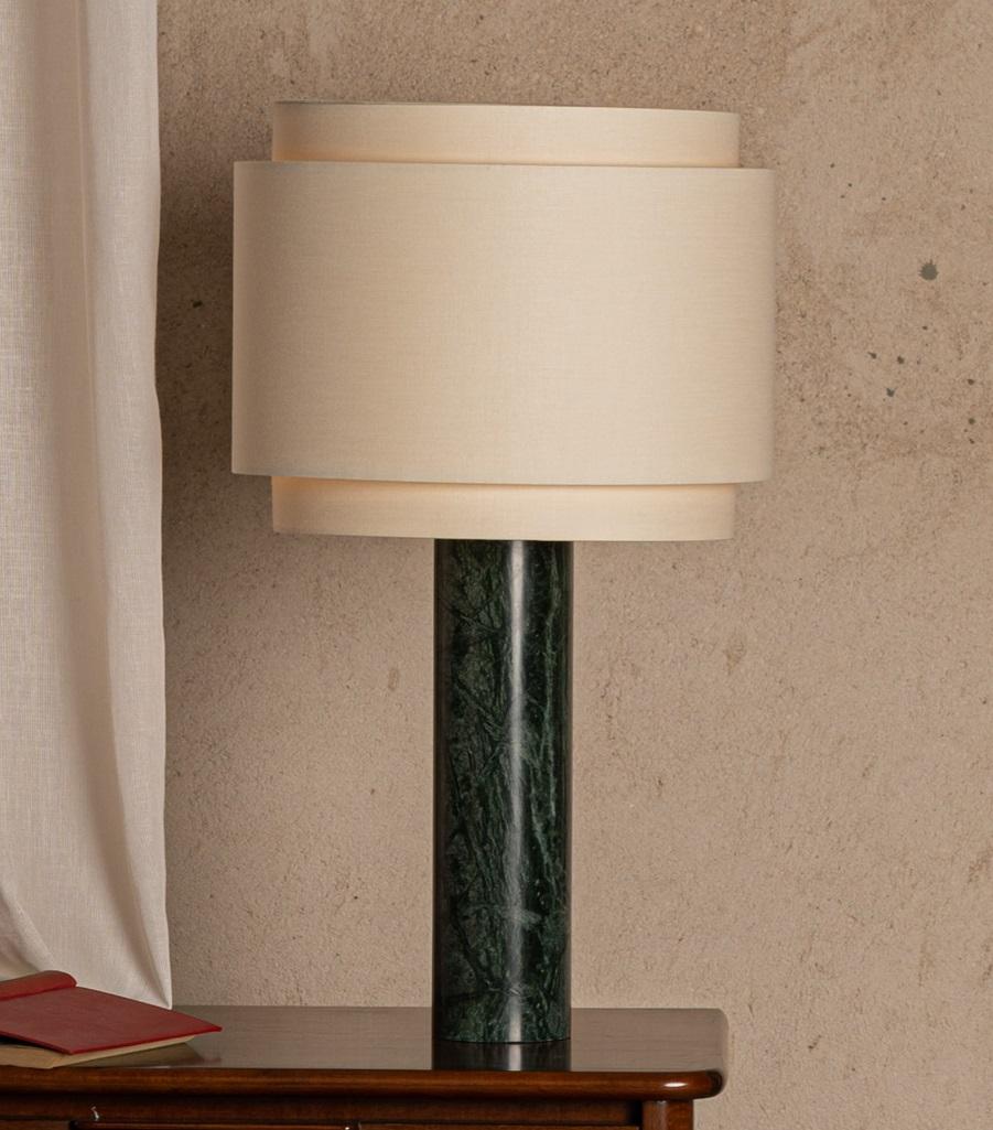 Green Marble Pipo Duoble Table Lamp by Simone & Marcel
Dimensions: D 35 x W 35 x H 60 cm.
Materials: Cotton and green marble.

Also available in different marble and wood options and finishes. Custom options available on request. Please contact us.