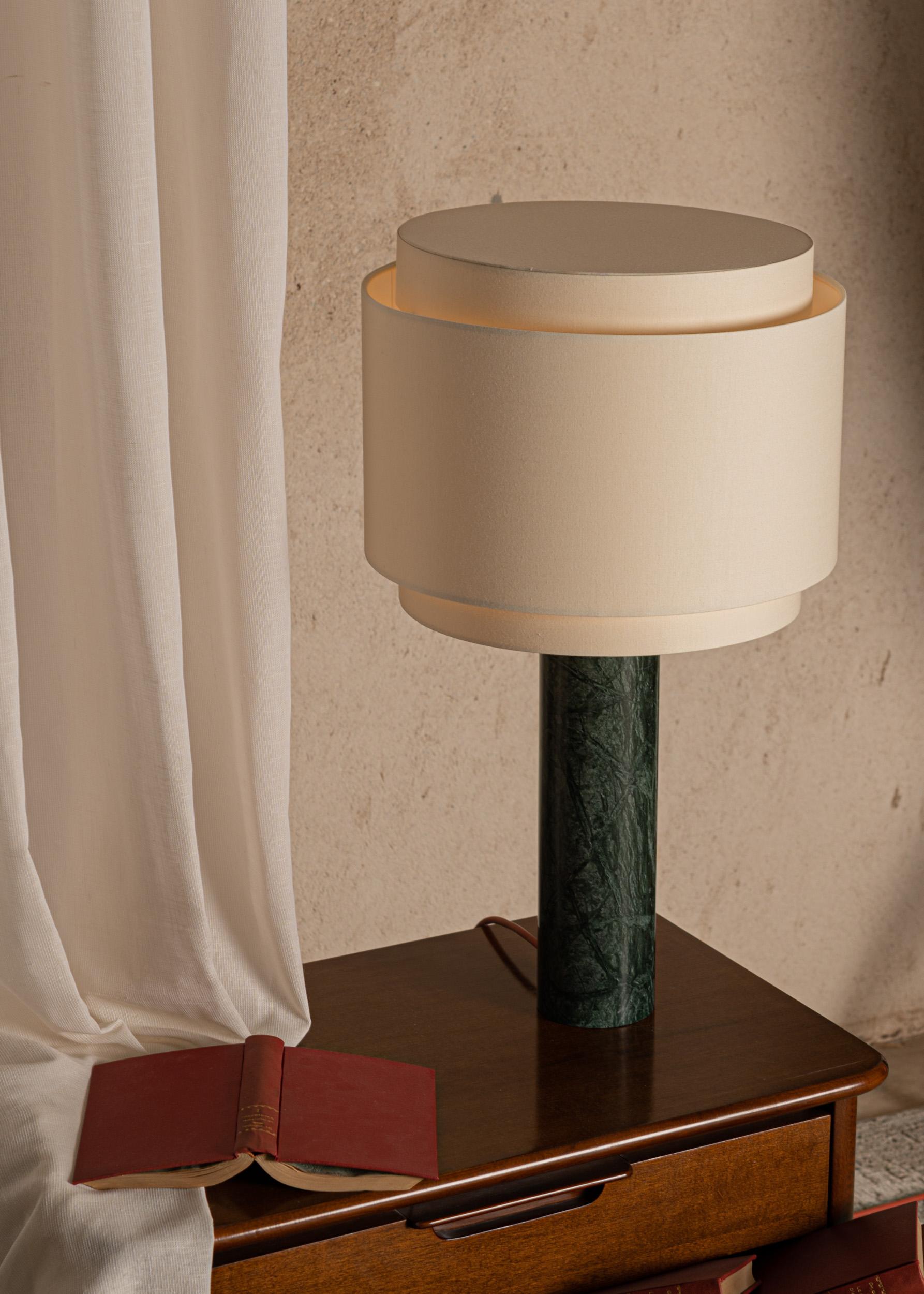 Spanish Green Marble Pipo Duoble Table Lamp by Simone & Marcel For Sale