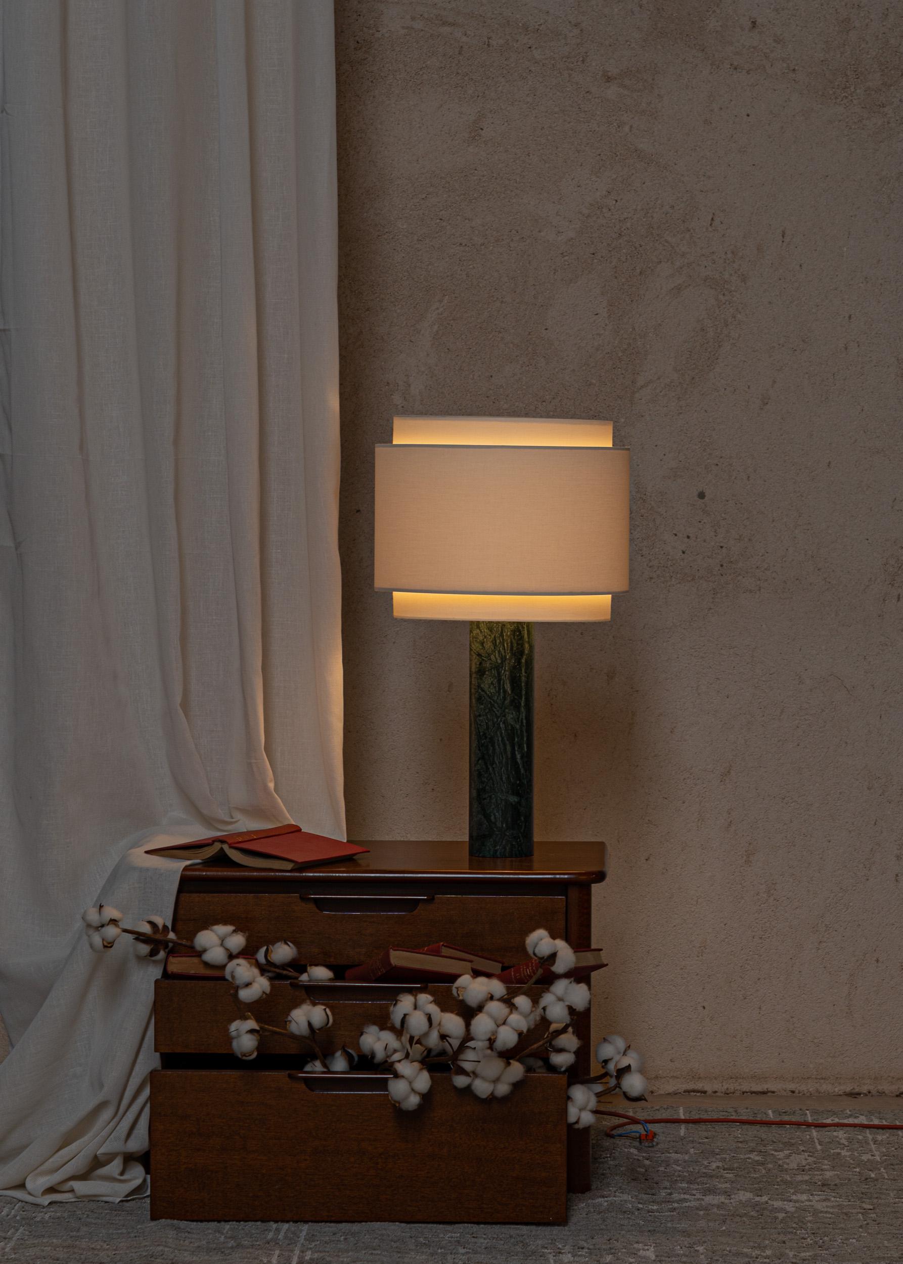 Other Green Marble Pipo Duoble Table Lamp by Simone & Marcel For Sale