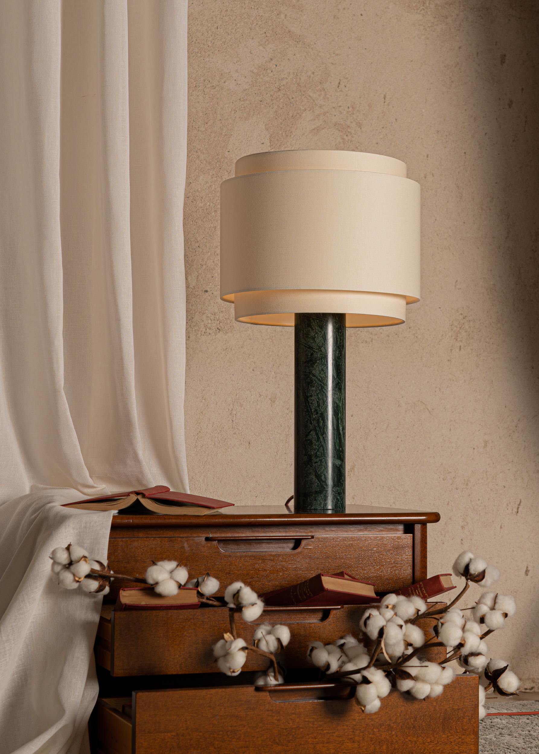 Post-Modern Green Marble Pipo Duoble Table Lamp by Simone & Marcel For Sale