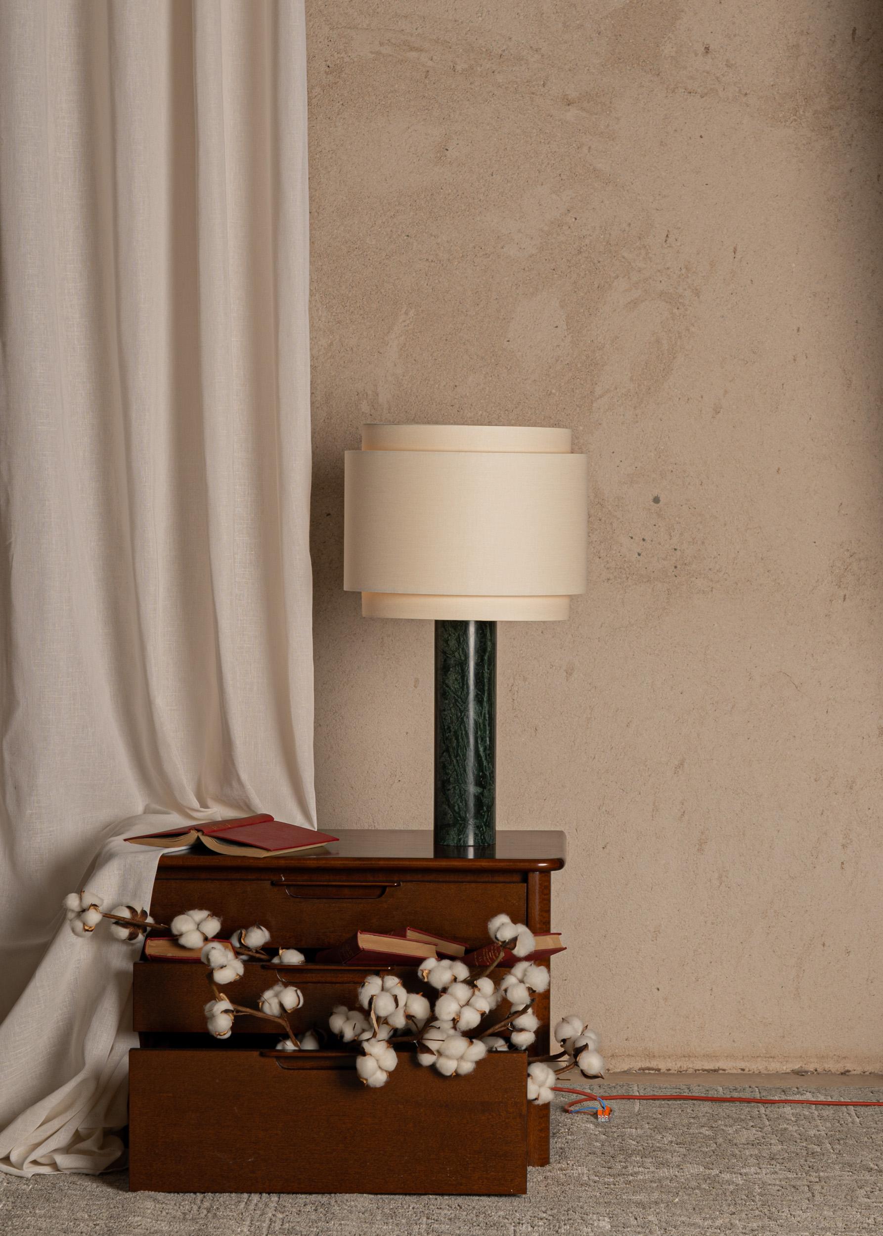 Spanish Green Marble Pipo Duoble Table Lamp by Simone & Marcel For Sale
