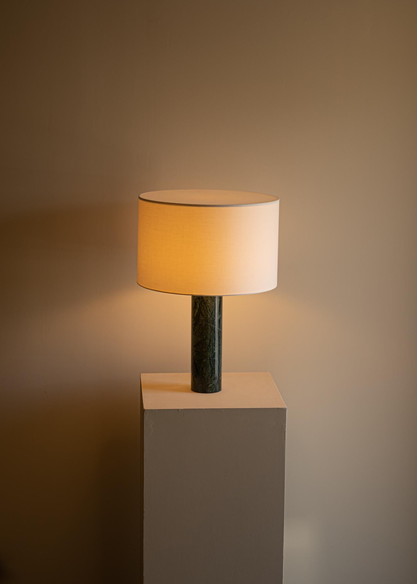 Spanish Green Marble Pipo Table Lamp by Simone & Marcel For Sale