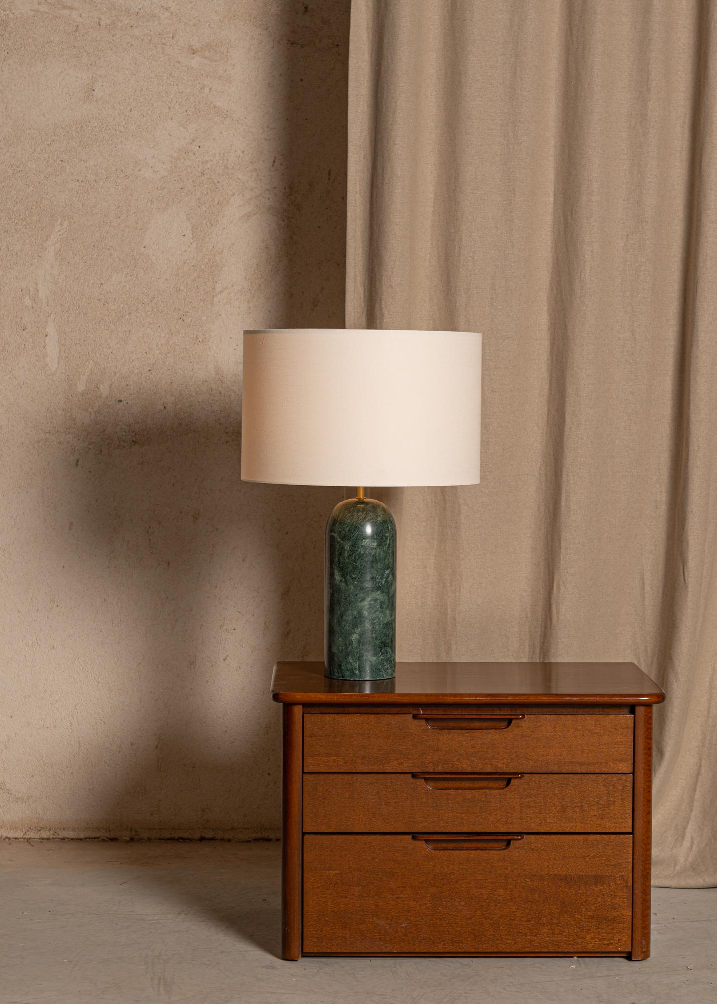 Brass Green Marble Pura Table Lamp by Simone & Marcel For Sale