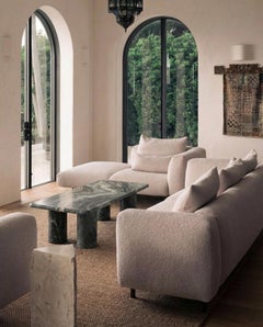 Green Marble Rectangle Coffee Table with Bellini Style Column Legs