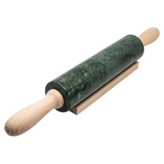 Handgefertigte Rolling Pin aus grünem Guatemala-Marmor mit Holzgriffen