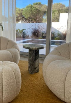 Green Marble Side Table, in the style of 1970 Mario Bellini - Limited Edition