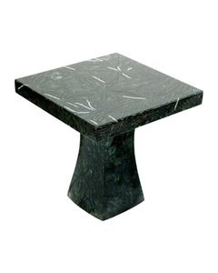 Green Marble Side Table, Pietra Dura Palm Inlay