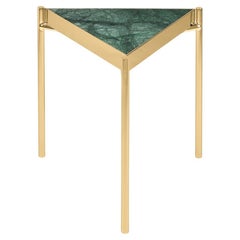 Green Marble Titanium Gold  Triangle Side Table