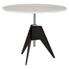 Table basse réglable en hauteur avec plateau en marbre blanc et vis