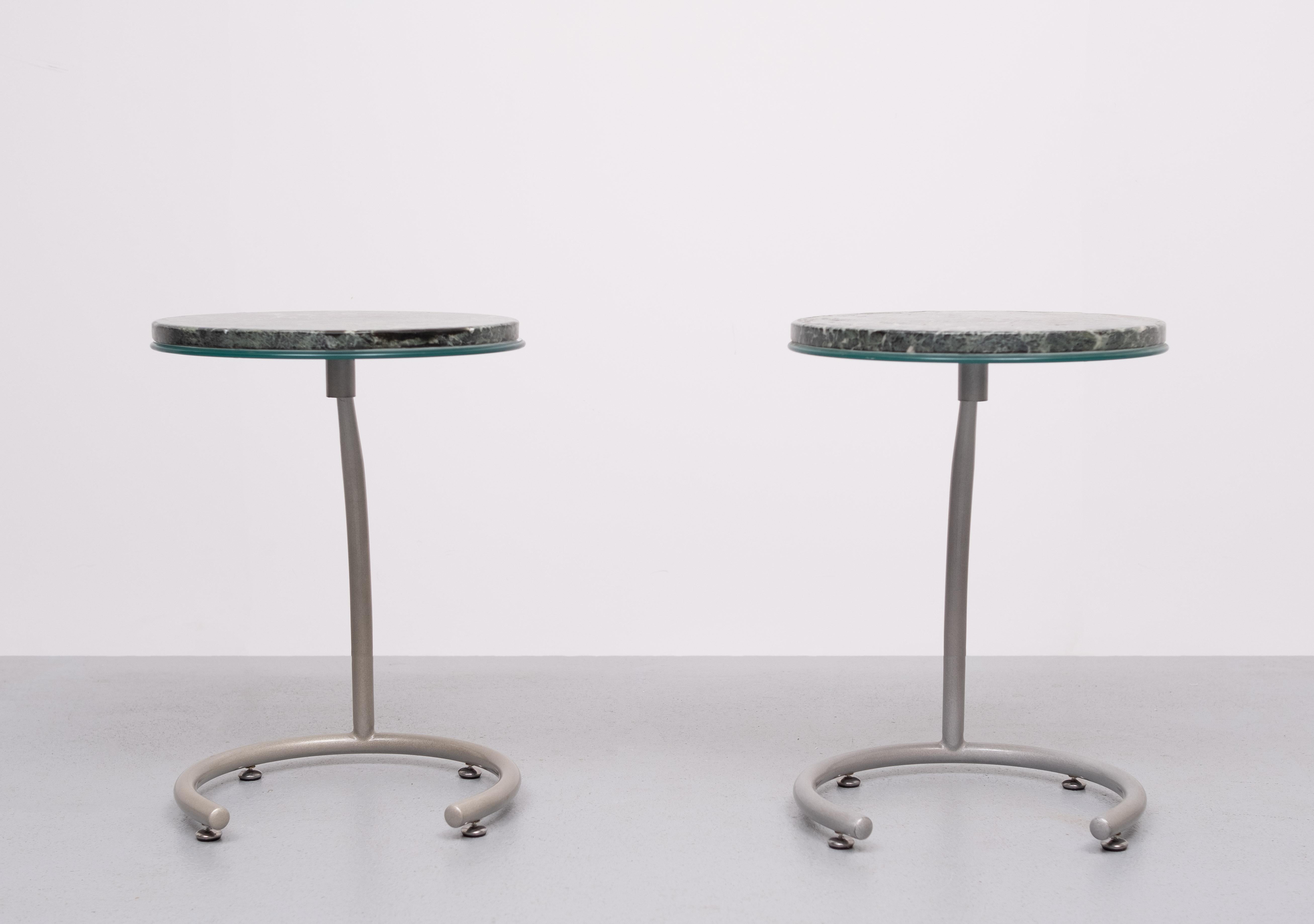 Green Marble top Side tables 1990s Holland In Good Condition For Sale In Den Haag, NL