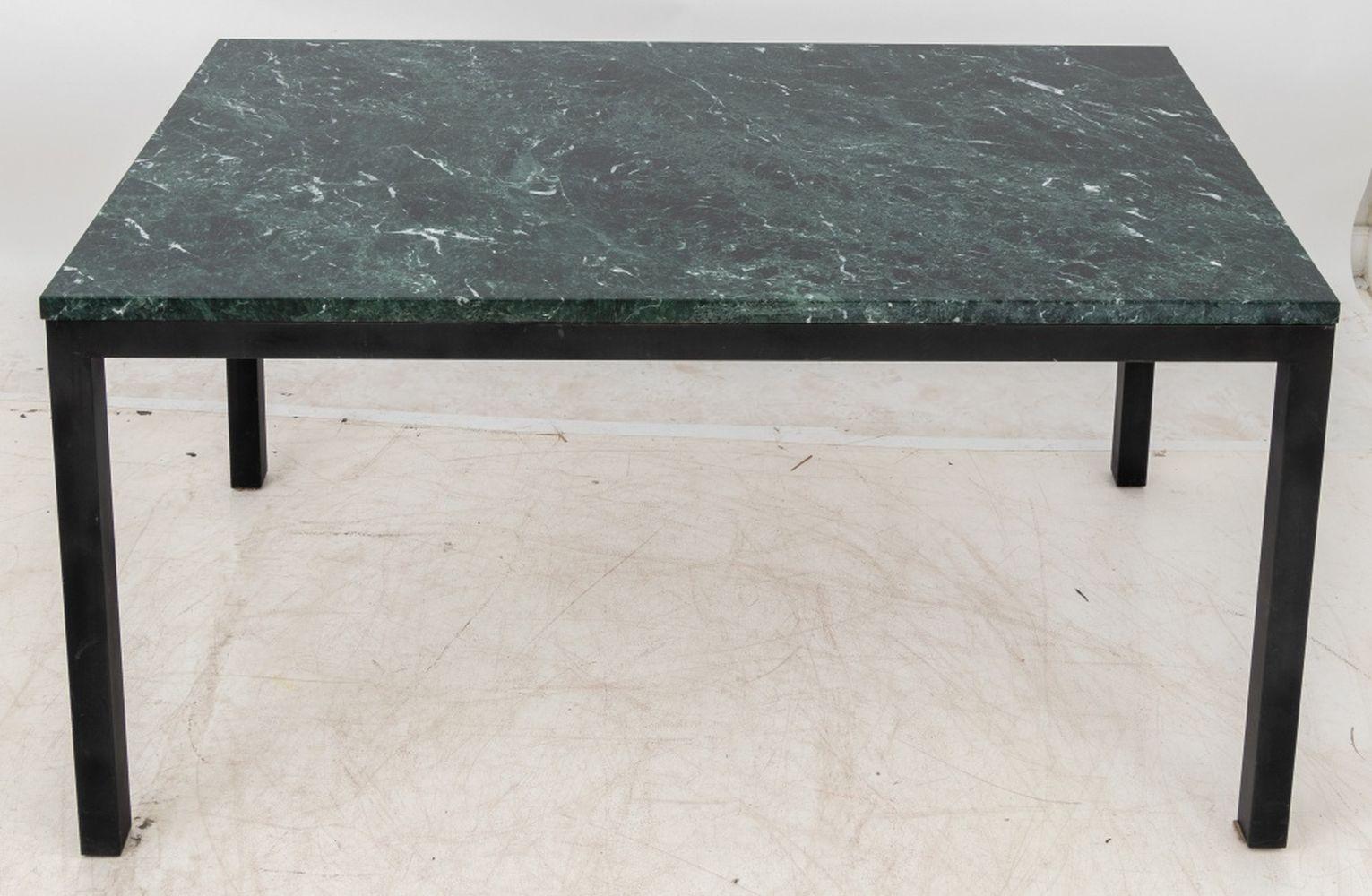 Green Marble Topped Patinated Metal Dining Table Minimalista en venta