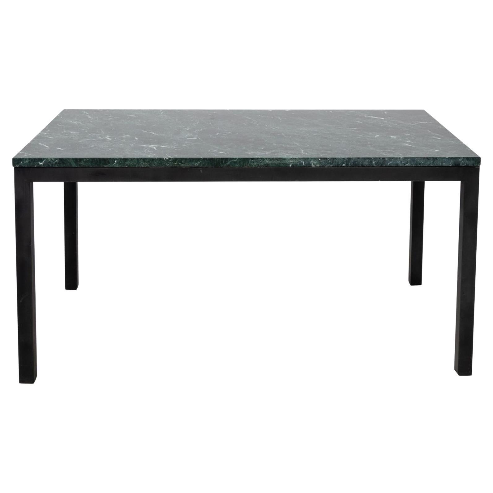 Green Marble Topped Patinated Metal Dining Table en venta