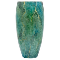 Green Marble Vase with Gold by Vetrerie di Empoli