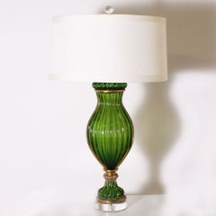 Green Marbro Murano Glass Lamp by Seguso, circa 1960