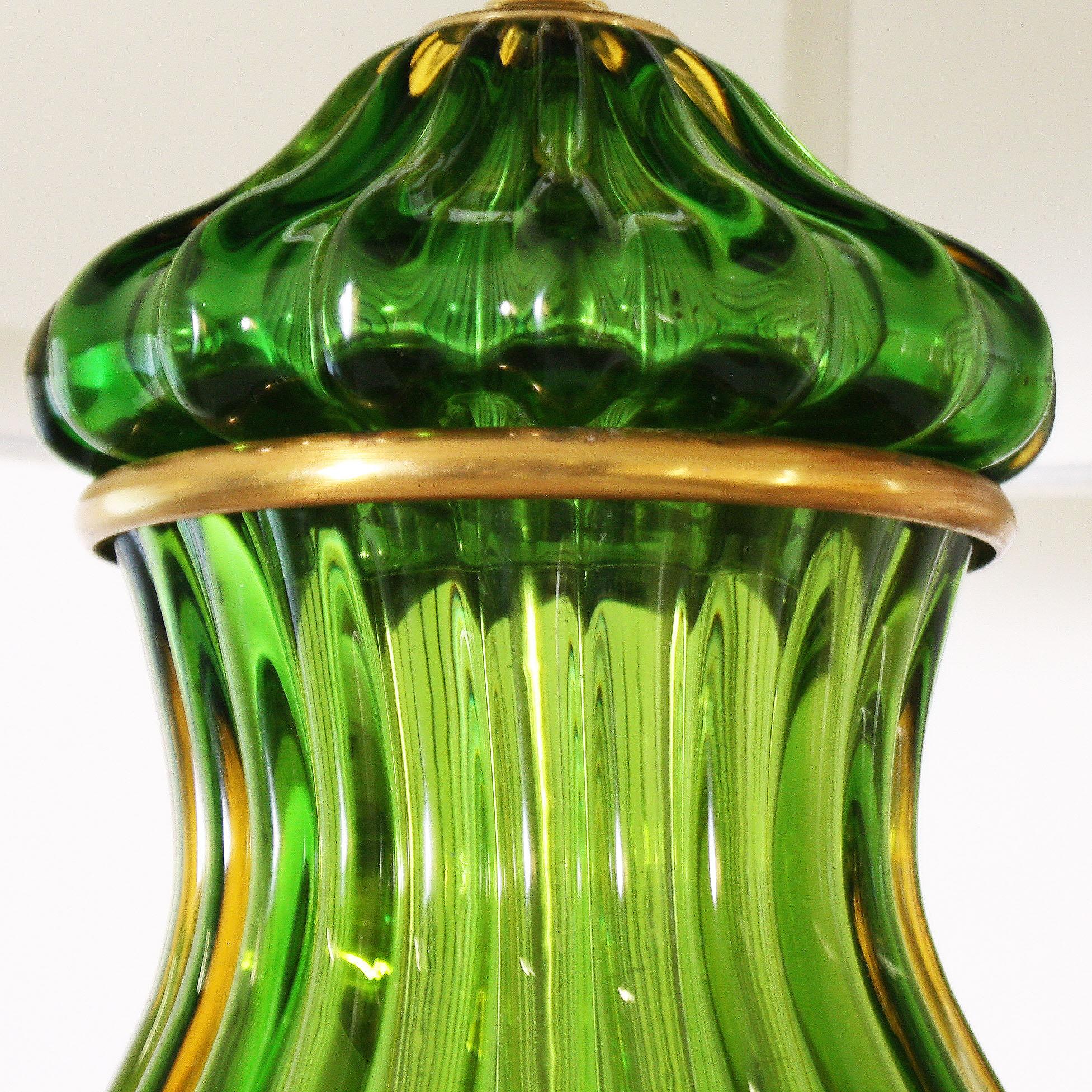 Green Marbro Murano Glass Lamp by Seguso, circa 1960 In Excellent Condition For Sale In Dallas, TX