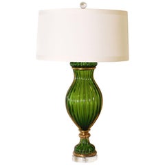 Green Marbro Murano Glass Lamp by Seguso, circa 1960