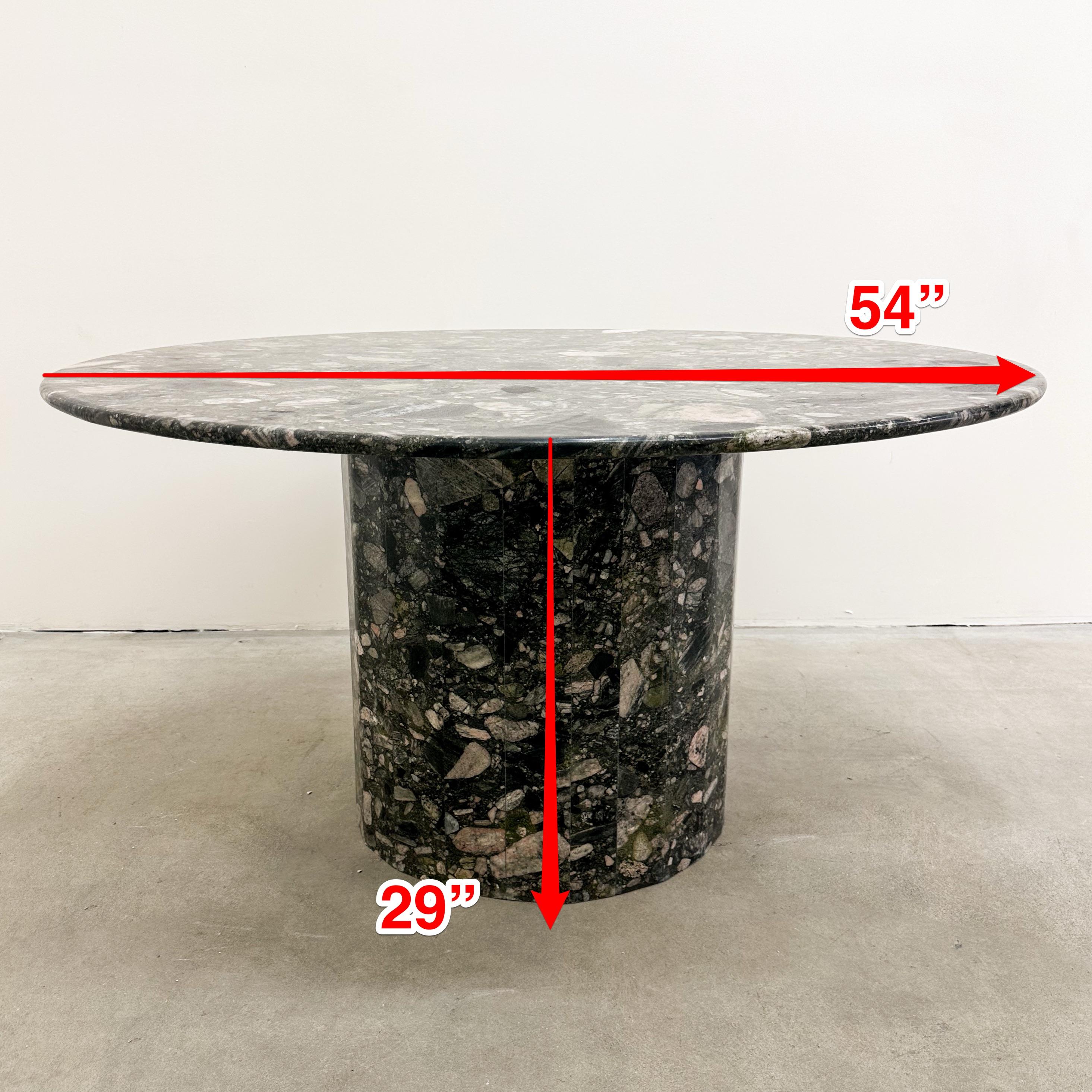 Mesa de Comedor Redonda de Mármol Verde Marinace Moderna de Mediados de Siglo en venta 6