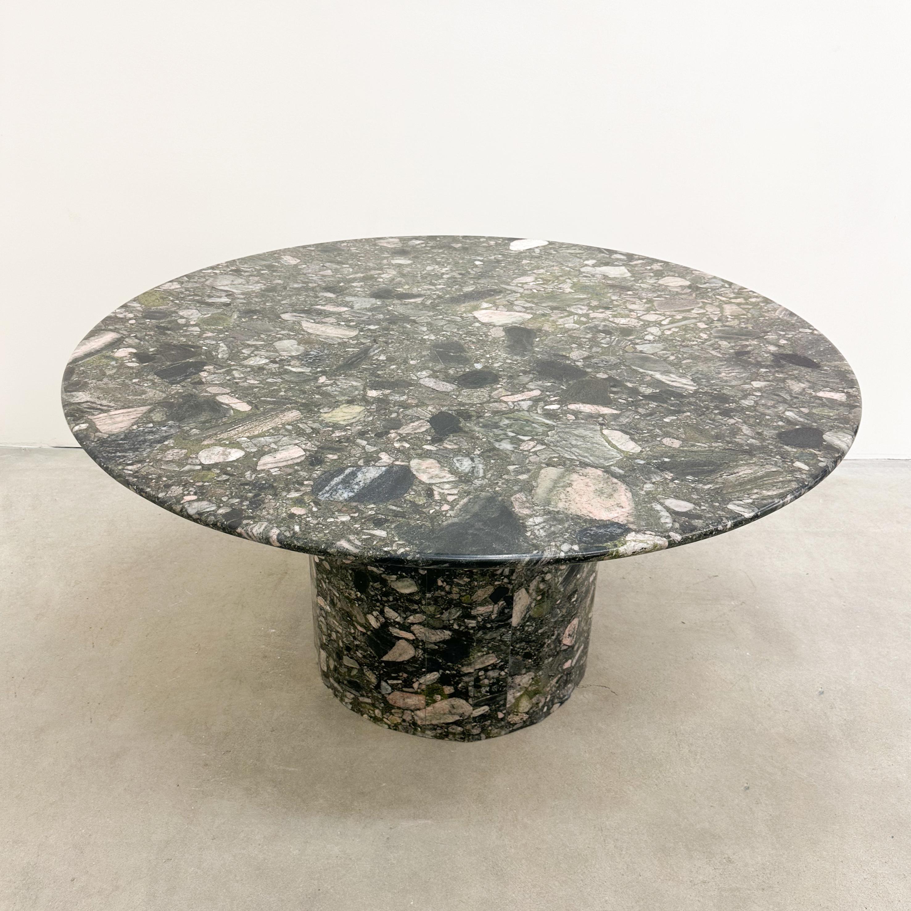 Mesa de Comedor Redonda de Mármol Verde Marinace Moderna de Mediados de Siglo en venta 2