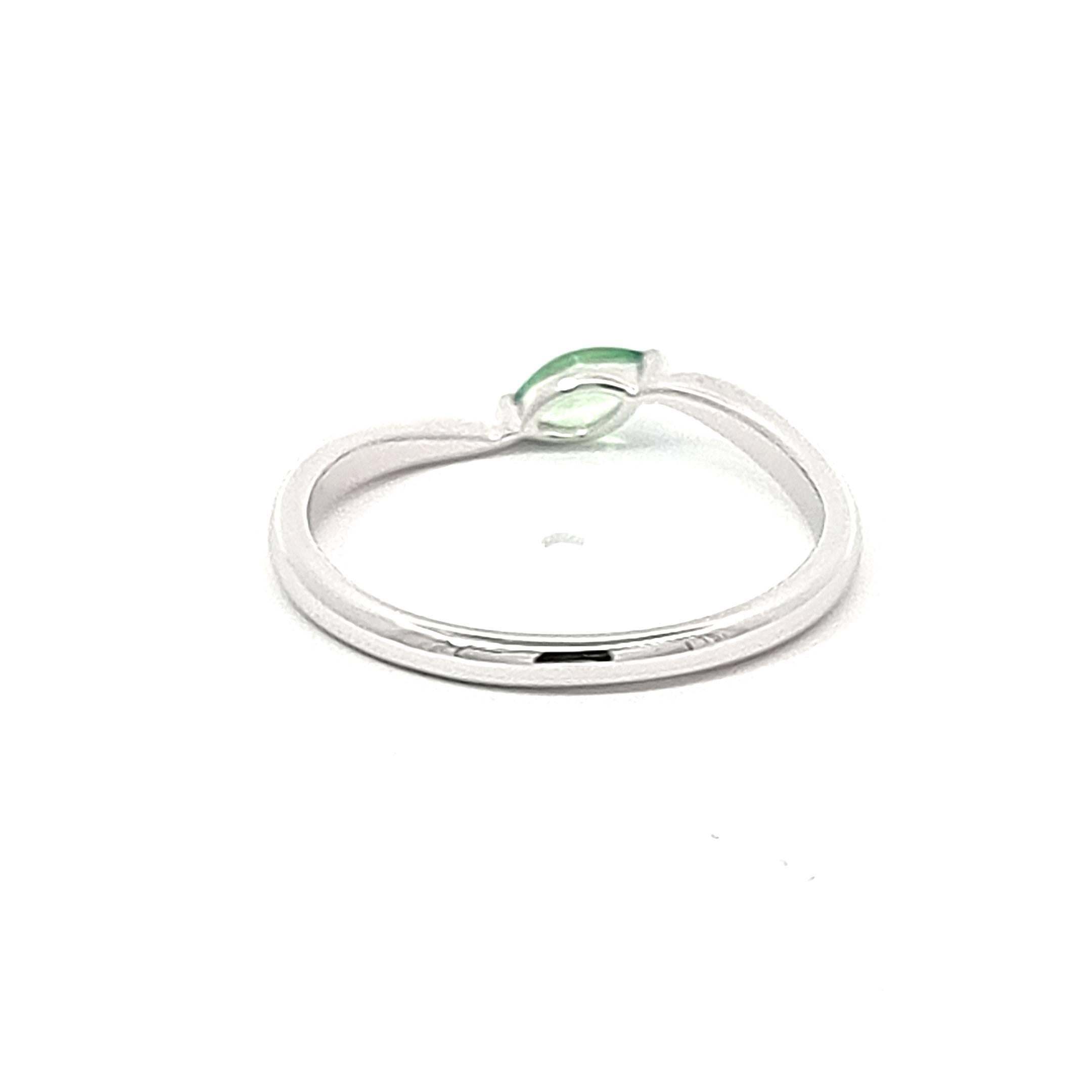 Marquise Cut Green Marquise Tsavorite Ring in White Gold For Sale