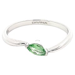 Green Marquise Tsavorite Ring in White Gold