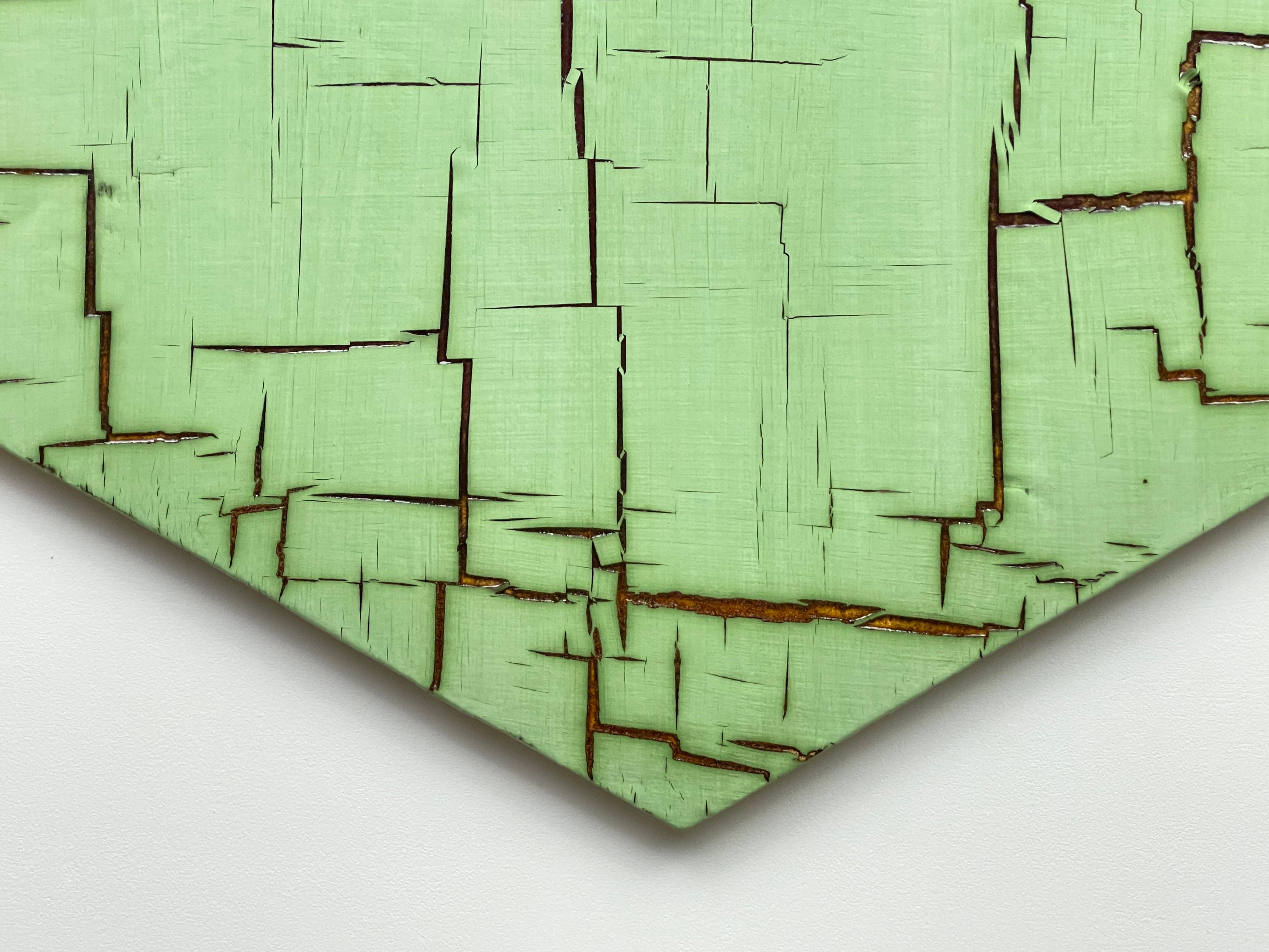 Minimalist Green Matrix - Ceramic wall art by William Edwards For Sale