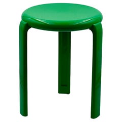 Green Melamine Stool by Metalplastica Lucchese - Minimalist 1980s Italian Design