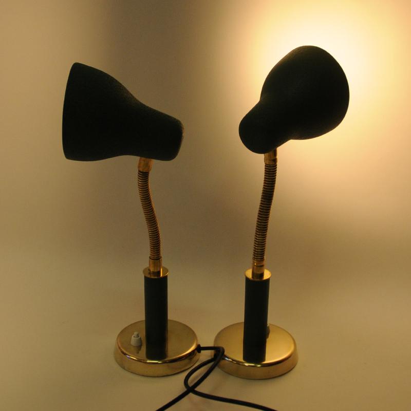 Green Metal and Brass Table -or Wall Lamp Pair from NK, Sweden, 1950s In Good Condition In Stockholm, SE