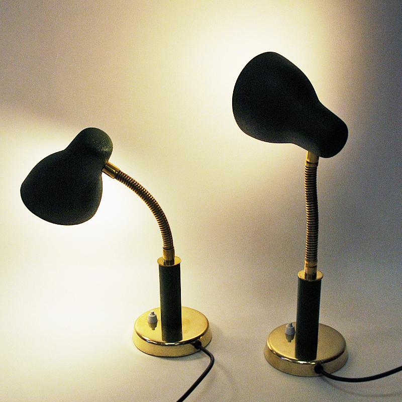 Swedish Green Metal and Brass Table -or Wall Lamp Pair from NK, Sweden, 1950s