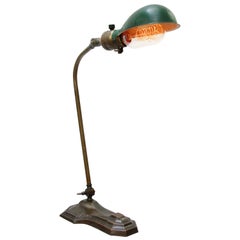 Green Metal Brass Vintage Industrial Cast Iron Table Desk Light