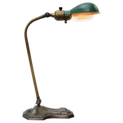 Green Metal Brass Vintage Industrial Cast Iron Table Desk Light