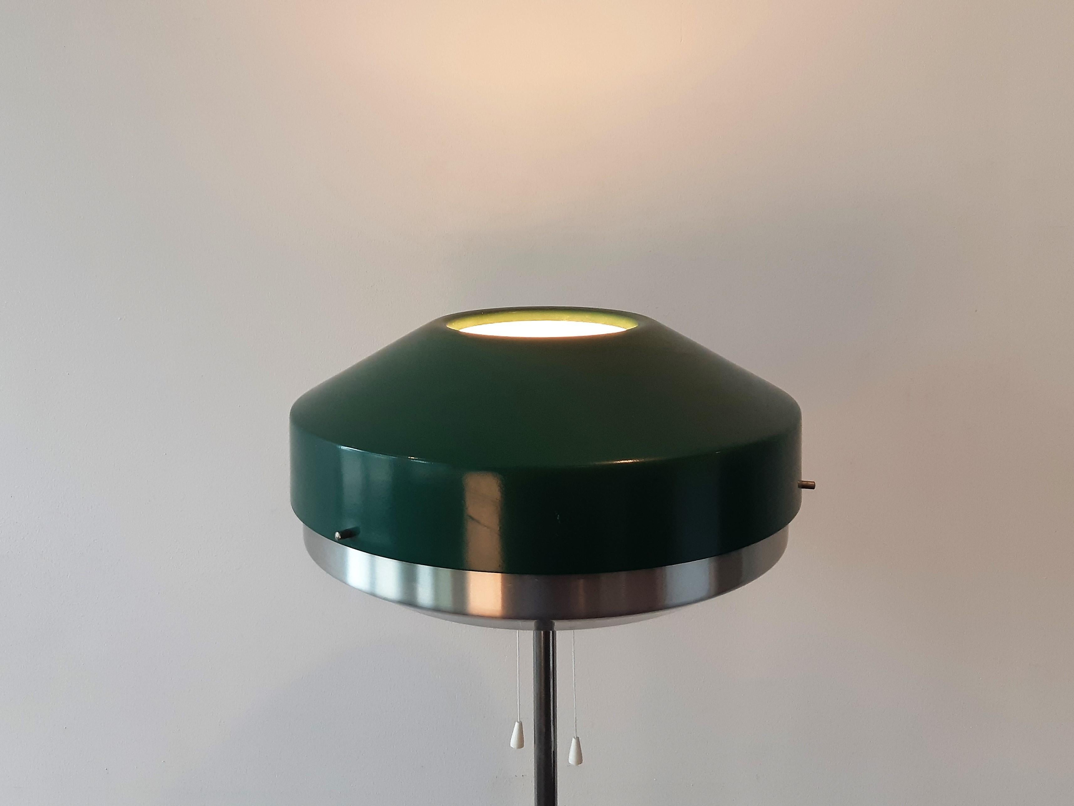 Dutch Green Metal Floor Lamp by Willem Hagoort for Hagoort Lamps, the Netherlands 1960 For Sale