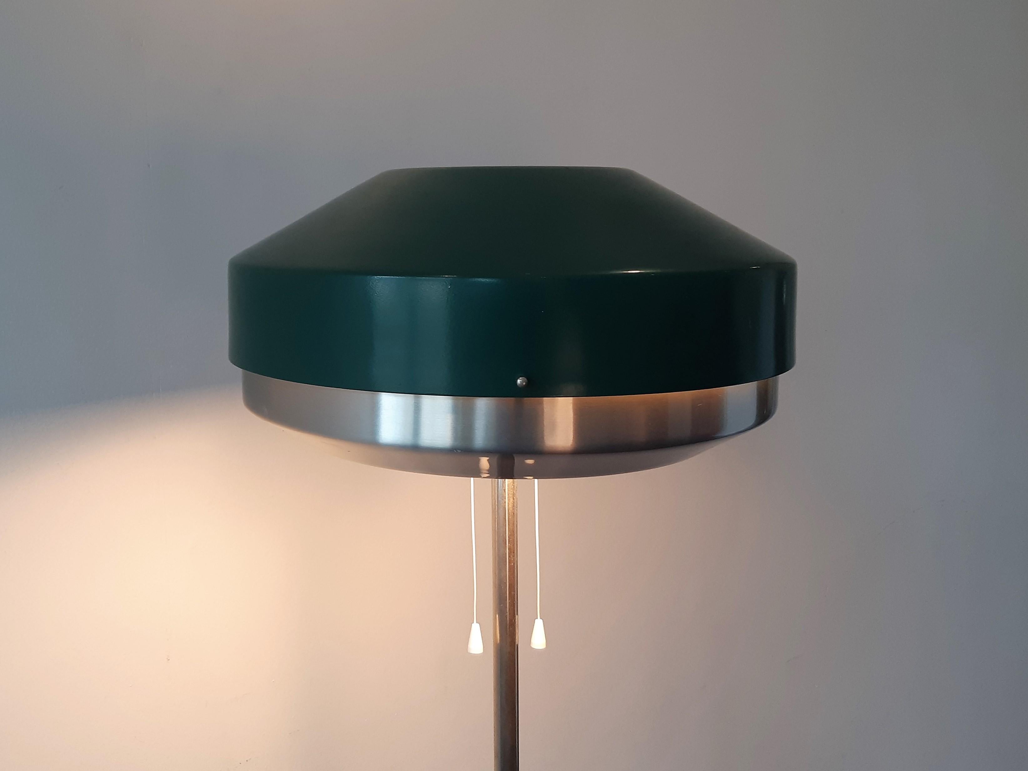 Lacquered Green Metal Floor Lamp by Willem Hagoort for Hagoort Lamps, the Netherlands 1960 For Sale