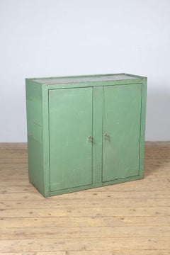 Green Metal German DDR double door cabinet 1960's