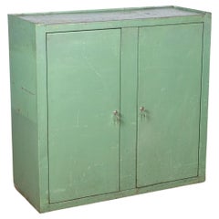 Green Metal German DDR double door cabinet 1960's