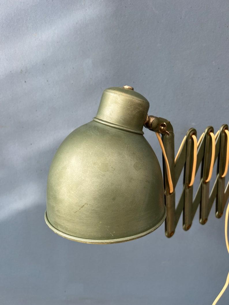 Green Metal Industrial Bauhaus Scissor Wall Lamp, 1970's In Good Condition In ROTTERDAM, ZH
