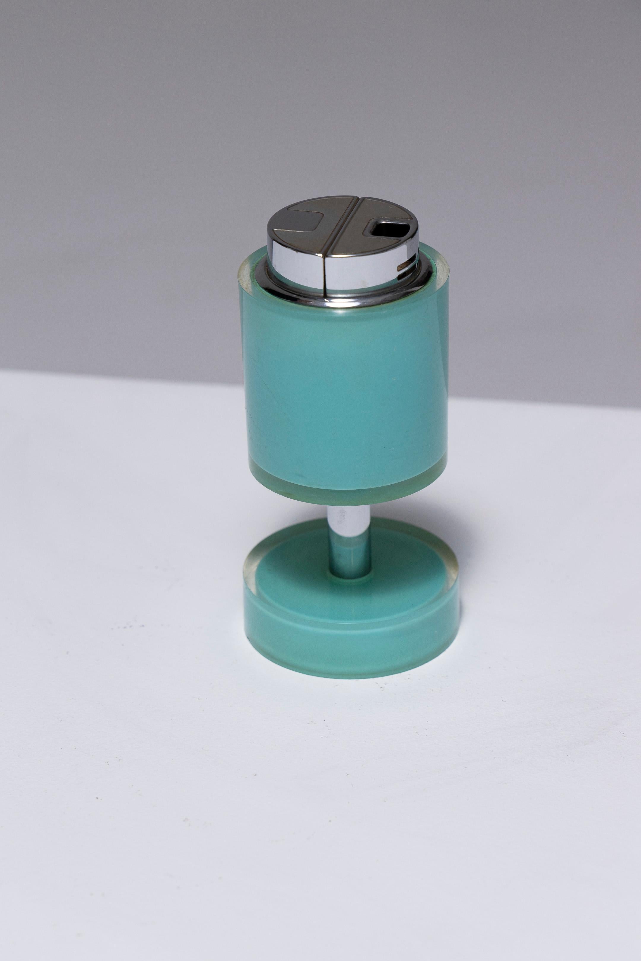 Green Metal Lighter, Pierre Cardin, 1960s In Good Condition In PARIS, FR