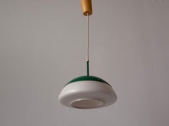 Green Metal & Opal Glass Pendant Lamp, 1960s, Germany
