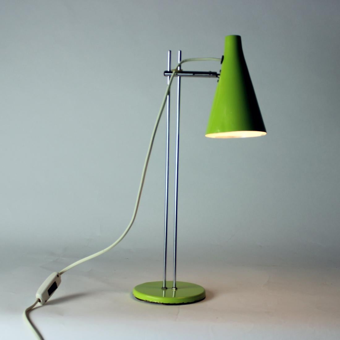 Green Metal Table Lamp by Lidokov, Czechoslovakia 1960s For Sale 8