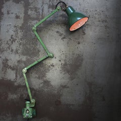 Green Metal Vintage Industrial 4-Arm Machinist Work Wall Light by Dugdills, UK