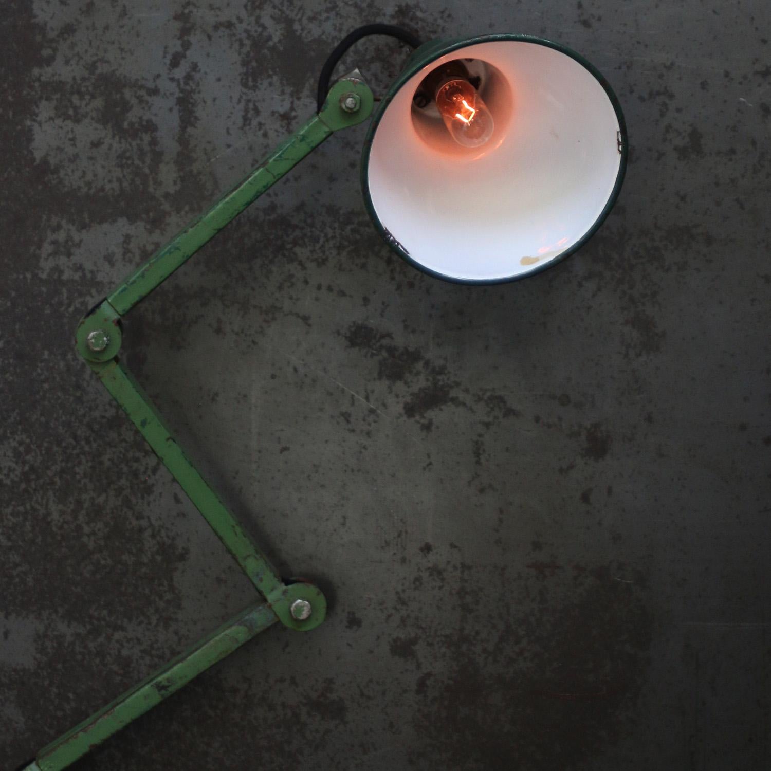 Cast Green Metal Vintage Industrial 4-Arm Machinist Work Wall Light by Dugdills, UK For Sale