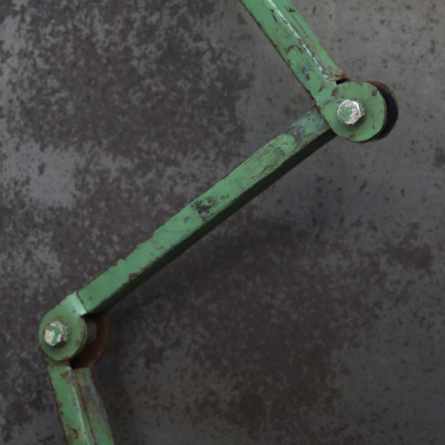 Enamel Green Metal Vintage Industrial 4-Arm Machinist Work Wall Light by Dugdills, UK For Sale